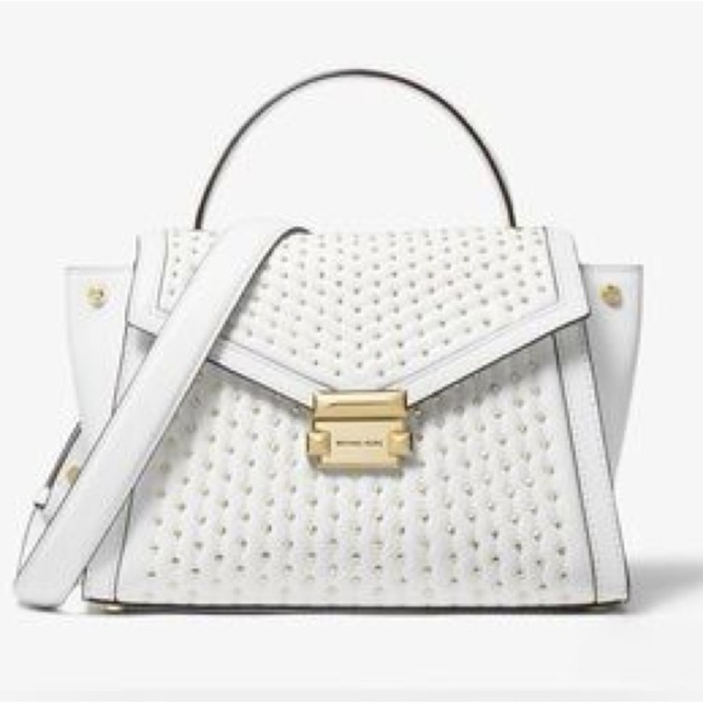 Michael Kors White and Gold Studded crossbody/Shoulder Bag